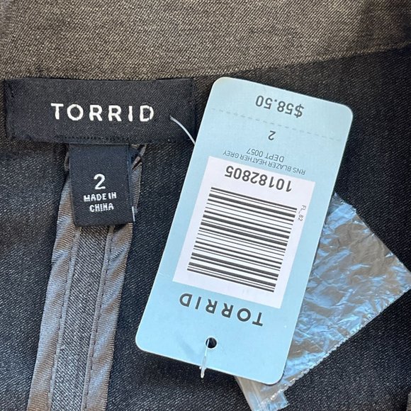 NWT TORRID Heather Grey Ruched Sleeve Blazer Size 2X - Picture 7 of 7